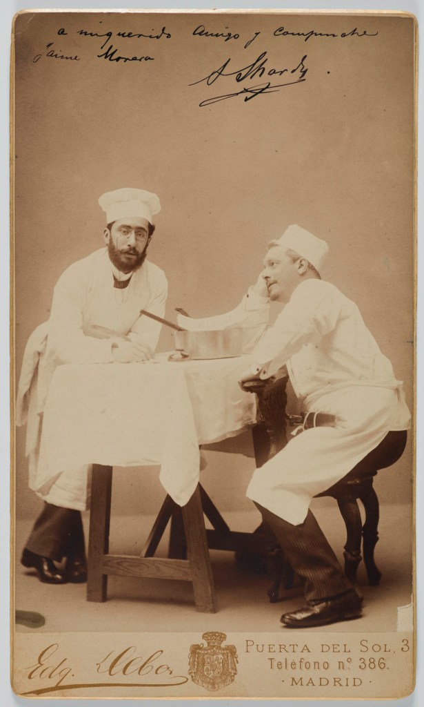 Edgardo Debas (Spanish, 1845-1891) 'The painters Jaime Morera and Agustín Lhardy as chefs' c. 1880