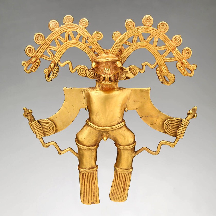Chiriquí artist(s) 'Crocodile-head figure pendant' 700-1550 CE