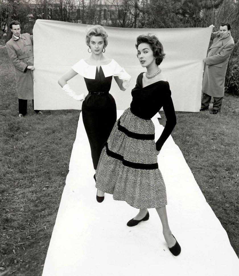 F.C. Gundlach (German, 1926-2021) ''Fantasy in Black and White', Candy Tannev and Elfi Wildfeuer, Editor-in-Chief Curt Waldenburger and his driver assist', Berlin (West), 1954
