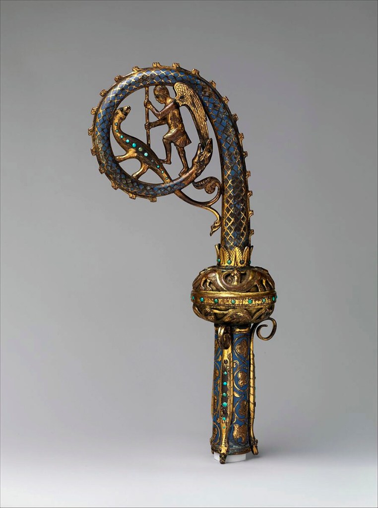 Unknown maker (French) 'Head of a Crozier with Saint Michael Slaying the Dragon' 1220-1230