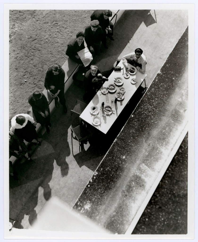 Irene Bayer (American, 1898-1991) 'Blick auf die Terrasse der Bauhaus-Kantine in Dessau' (View onto the terrace of the Bauhaus Dessau canteen)' c. 1927