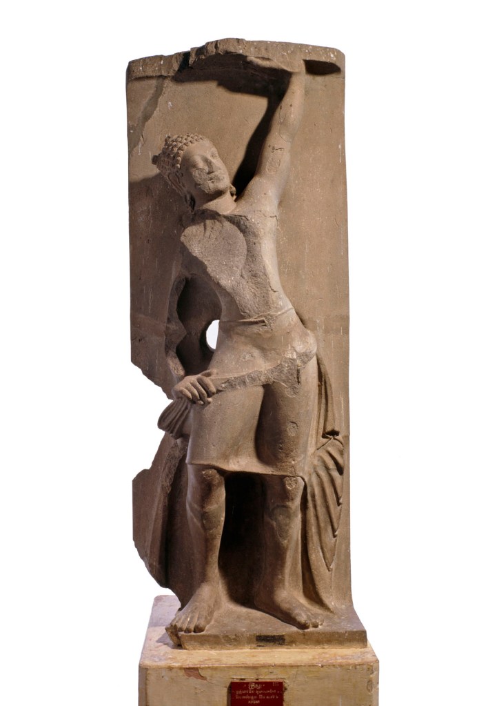 Cambodia, Takeo, Angkor Borei, Wat Koh, Pre-Angkor period (c. 100-800) Phnom Da style. 'Krishna Govardhana' Late 500s