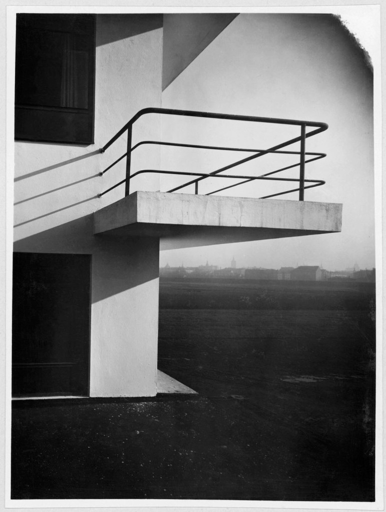 Lucia Moholy (British born Czech, 1894-1989) 'Architekt - Walter Gropius Bauhaus-Gebäude Dessau (1925-1926) Balkon am Ateliergebäude' (Architect - Walter Gropius Bauhaus building Dessau (1925-1926) Balcony on the studio building) 1926