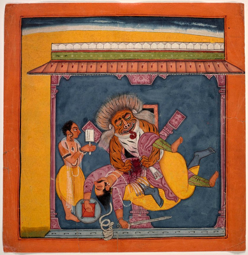 Devidasa (attrib) 'Vishnu as the man-lion Narasimha killing Hiranyakashipu' c. 1690-1700