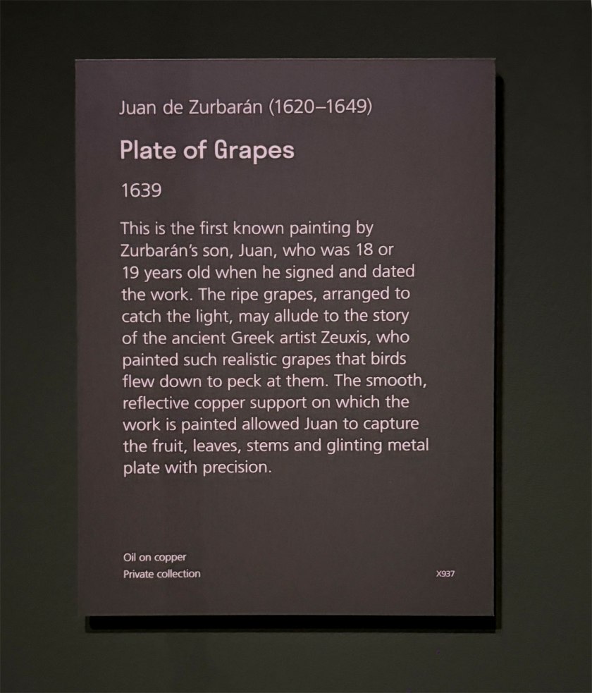 Wall text from the exhibition 'Zurbarán' at the National Gallery, London
