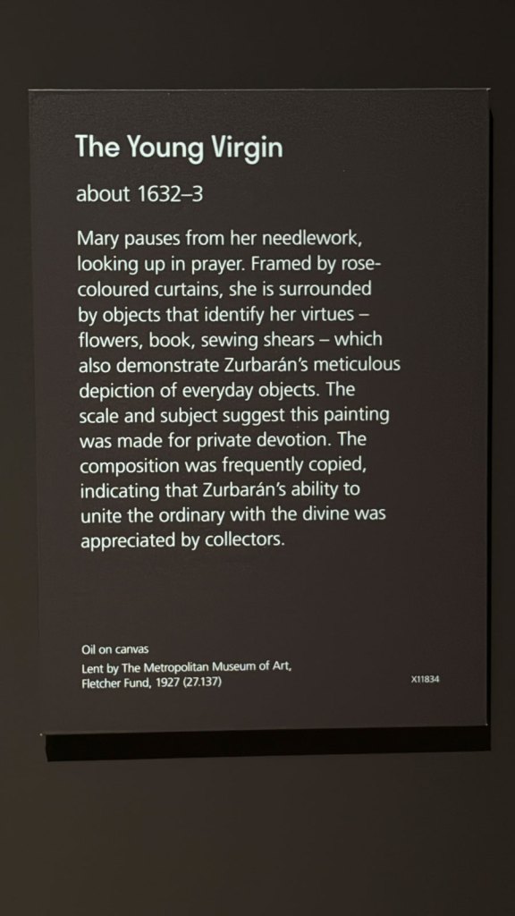 Wall text from the exhibition 'Zurbarán' at the National Gallery, London