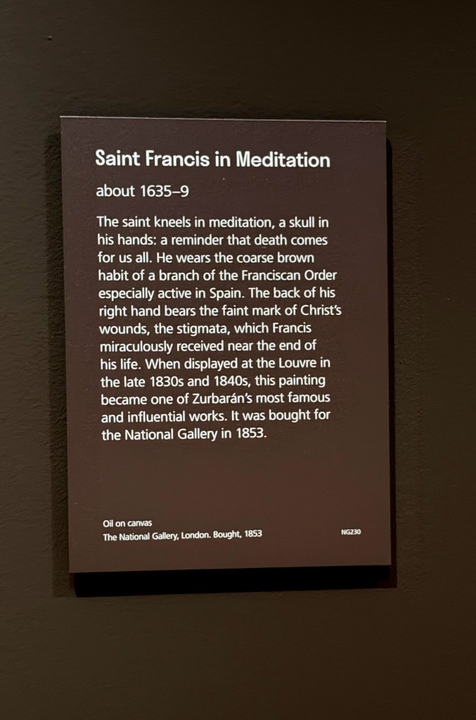 Wall text from the exhibition 'Zurbarán' at the National Gallery, London