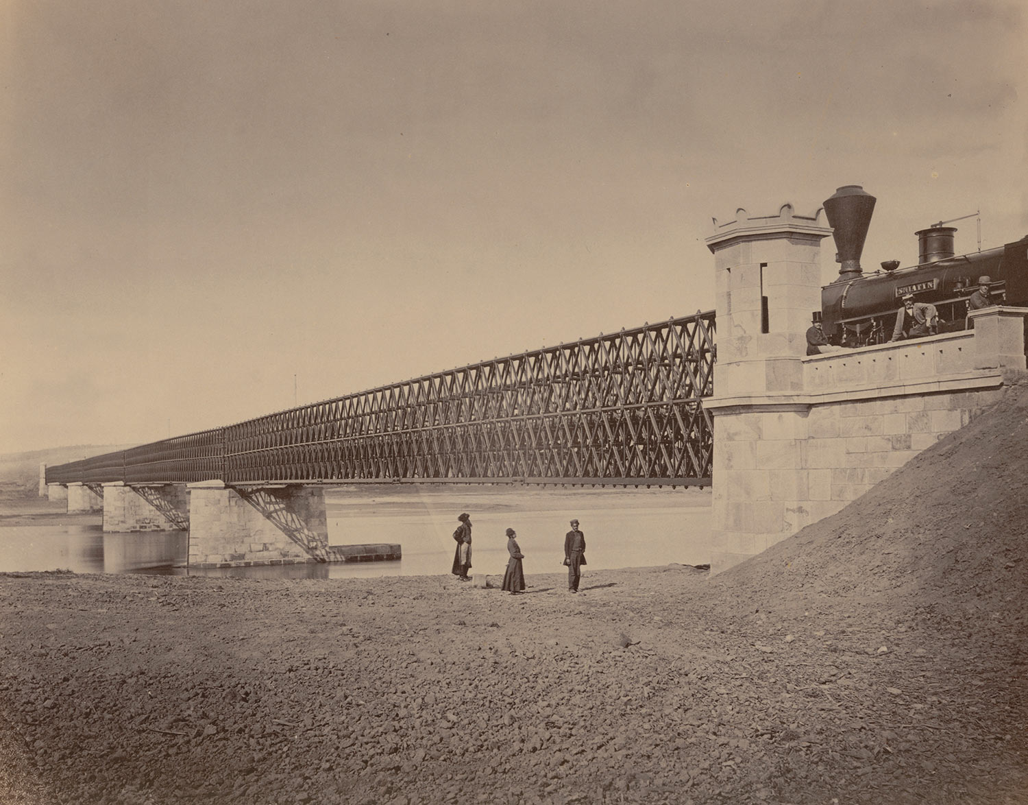 Adolf Schoon von Corbitzthal (Austrian, 1830-1904) 'Railway Bridge over the Dniester River near Halicz' (today: Halych, Ukraine) 1866/67