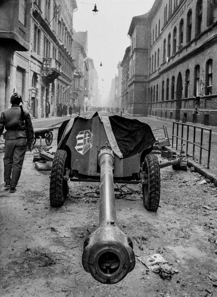 John Sadovy (English born Czech, 1925-2010) 'A captured D-44 (85 mm) anti-tank gun' Hungary October 1956