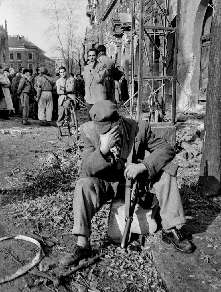 John Sadovy (English born Czech, 1925-2010) 'Freedom fighter burying his face in his palms' Hungary October 1956
